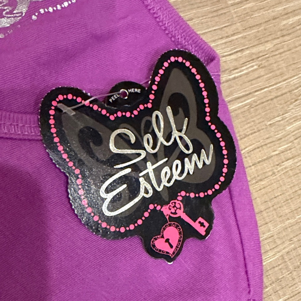 Self Esteem Purple T-Shirt with Puppy and Hearts - Picture 3 of 3